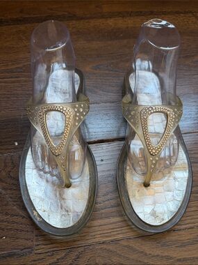 STUART WEITZMAN Clear Jelly Thong Sandal Crystal Rhinestone Embellished Size 9